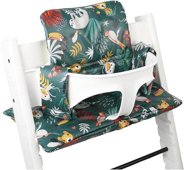 UKJE Cuscino compatibile con Stokke Tripp Trapp, Morbido inserto seduta per neonati e bambini, imbottitura confortevole, facile da installare e pulire, accessorio seggiolone universale, Verde Scimmie - 1