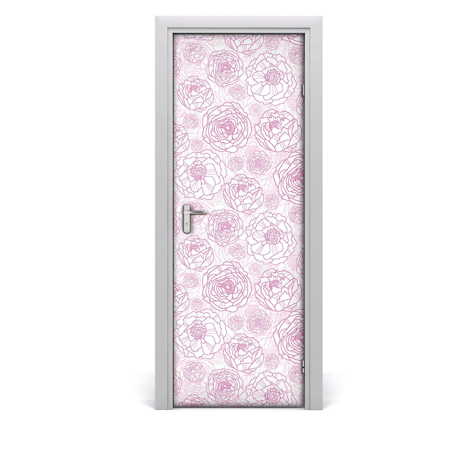 Etiqueta de la puerta flores de línea adhesivo decorativo de 85x200 cm vinilo extraíble DIY