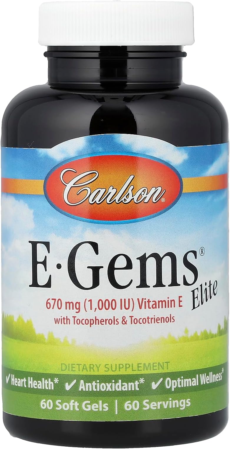 Carlson Labs E-Gems Natural Vitamin E Elite, 1000 IU, 60 Softgels