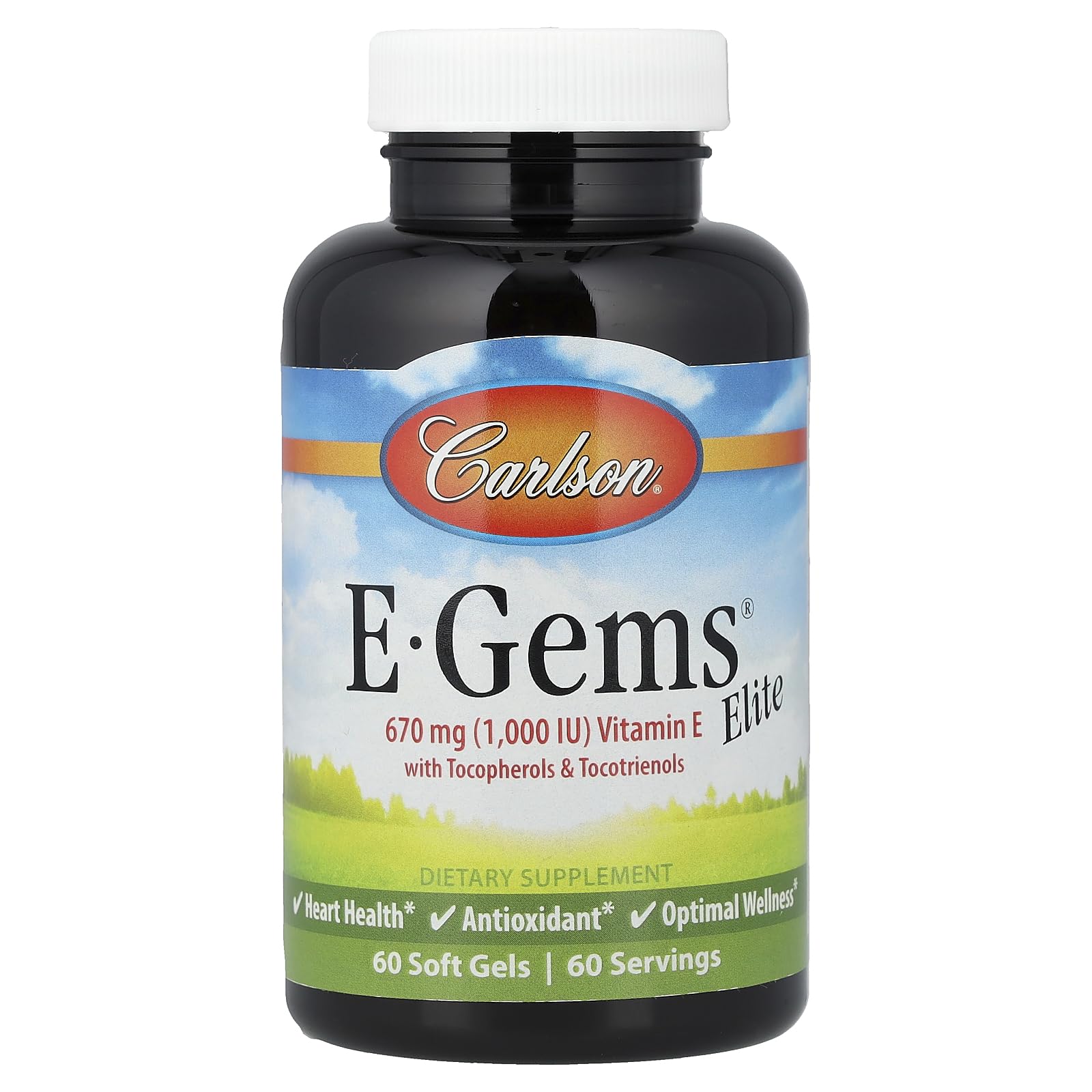 Carlson Labs E-Gems Natural Vitamin E Elite, 1000 IU, 60 Softgels