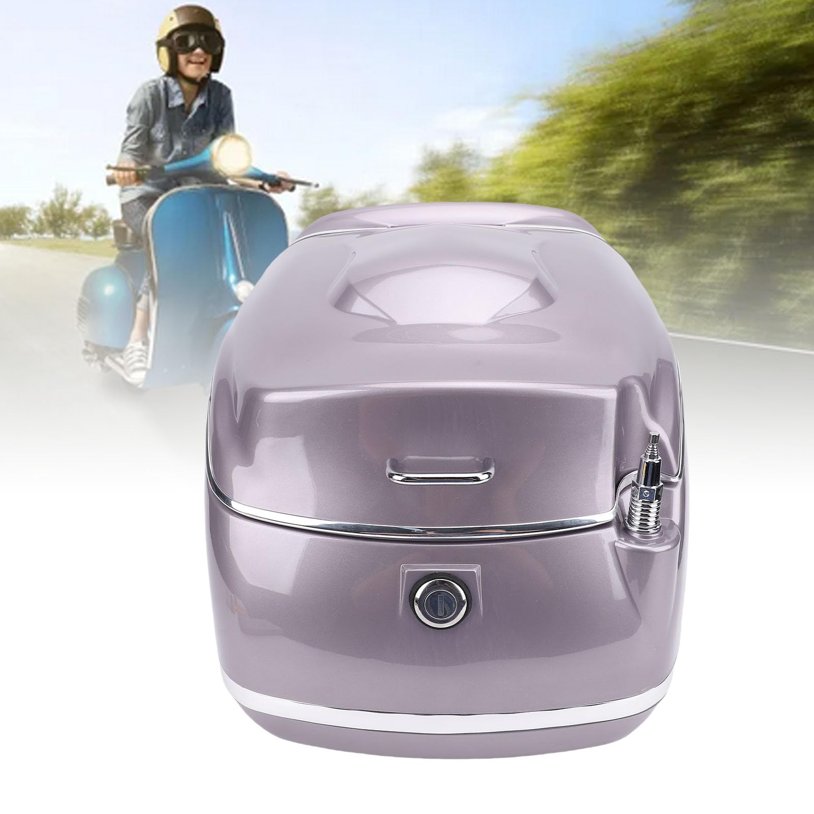 Naroote Boîtier Arrière de Moto étanche 38L, Design élégant, Universel, adapté aux Vélos électriques, Scooters, Matériau ABS (Brown)