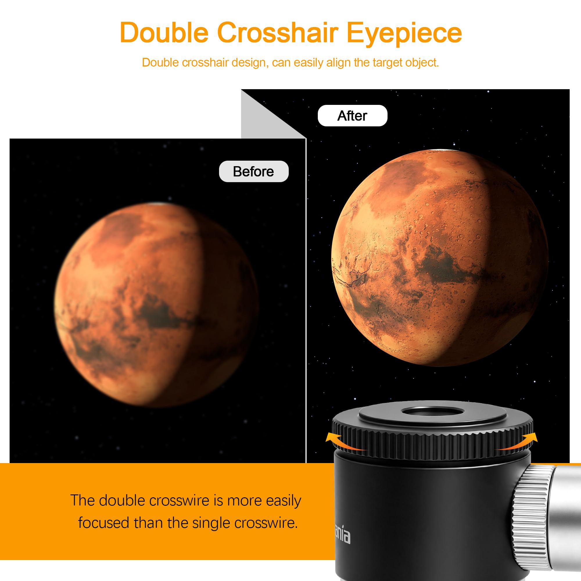 Astromania Ocular telescópico Plossl Iluminado de retícula de 12,5 mm, Imagen Ajustable y Enfoque de retícula e iluminación LED Ajustable
