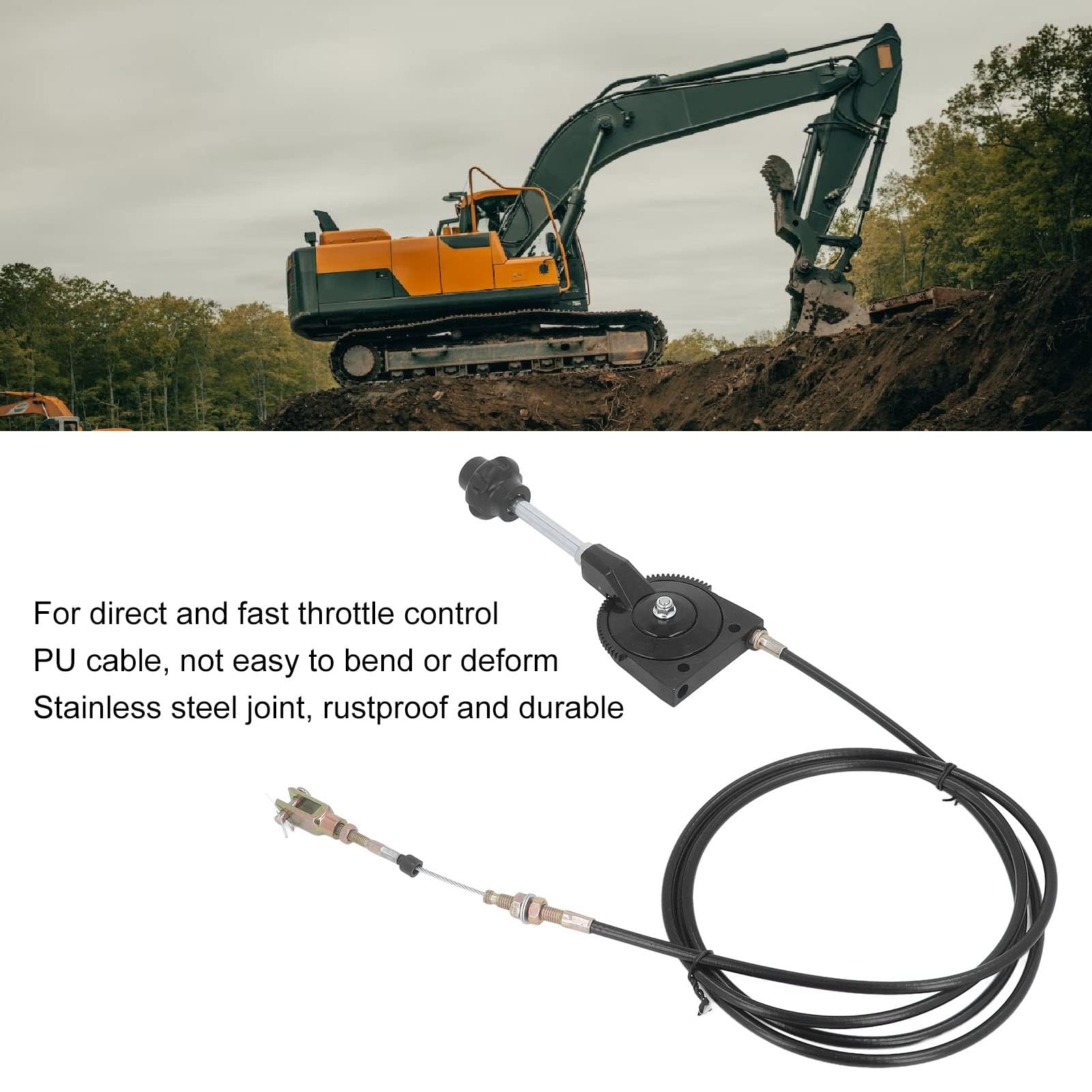 Cavo di Controllo Dell'acceleratore Dell'Escavatore Cavo Dell'acceleratore di Controllo del Carburante in Acciaio Inossidabile PU 2,5 M / 8,2 Piedi per Escavatore EX230 EX230