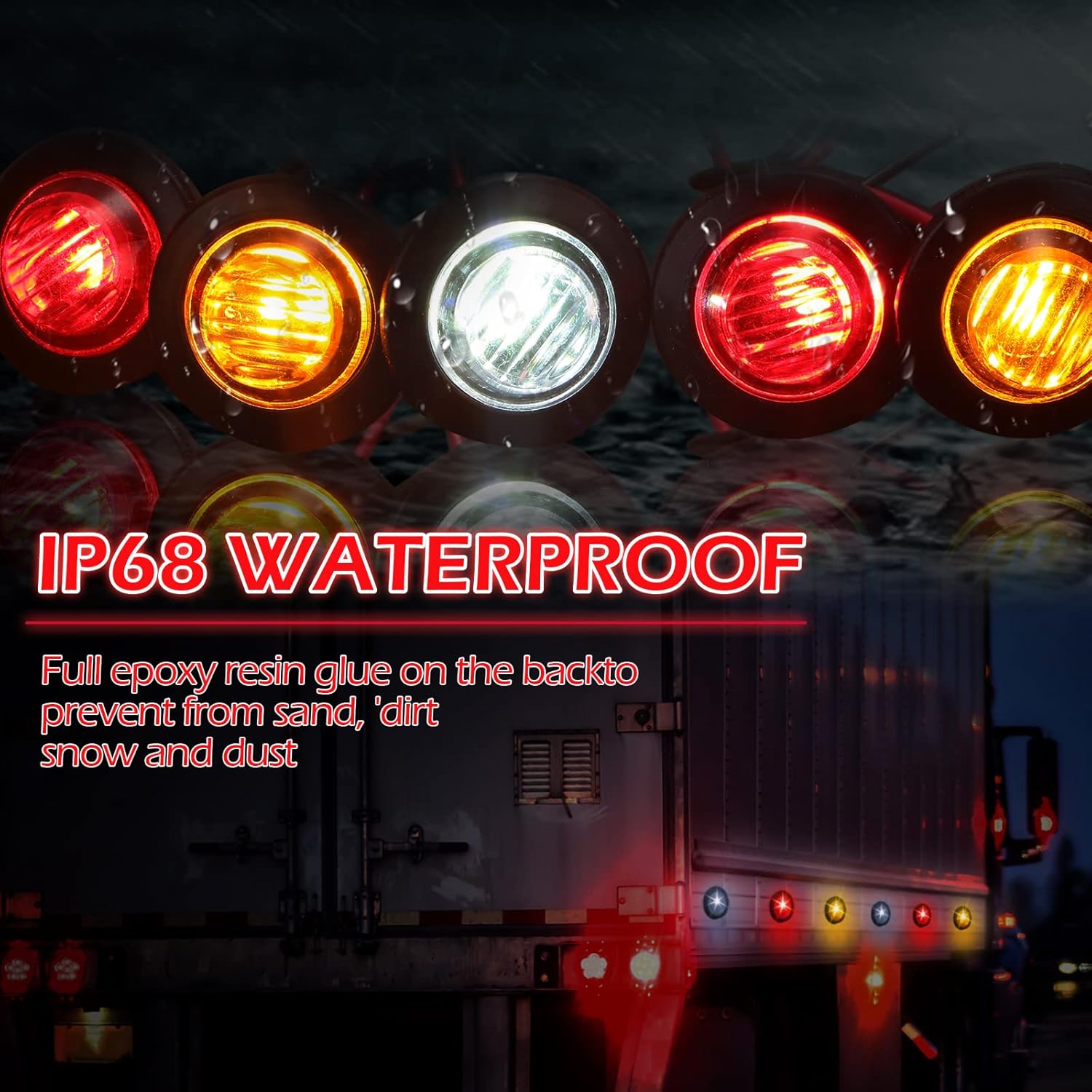 90 Pack 3/4 Inch LED Side Marker Lights Mini Trailer Button Lights Round Signal Lamp 3 LED Sealed Flush Mount Bulb for Boat Lorry Truck Pickup Bus 12V DC, Amber, Red, White