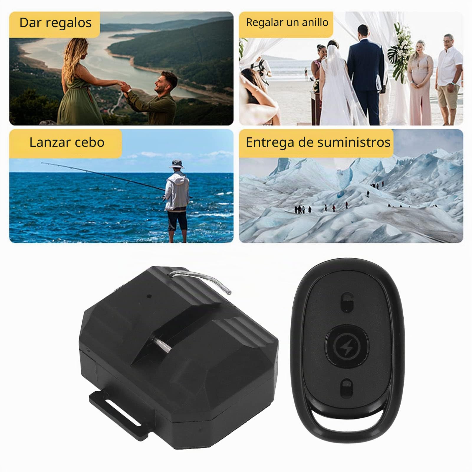 Fockety Lanzador de Drones, Accesorio de Liberación Rápida para Drones, Dispensador de Drones, Kit de Entrega de Drones, Sistema de Caída de Aire de Drones 2.4G con Control Remoto