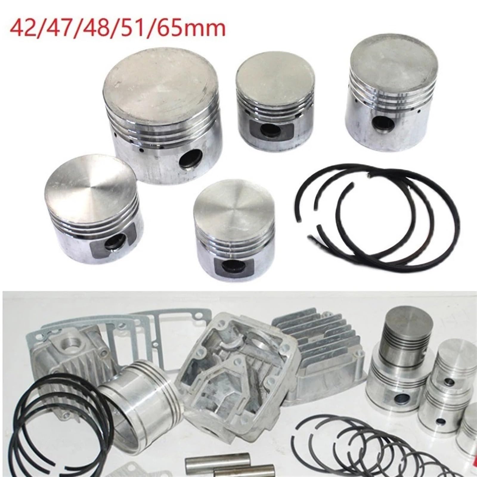 Kit Piston + Segments Pour Compresseur D'air - Diamètres 42 à 65mm - En Métal, Anti-usure