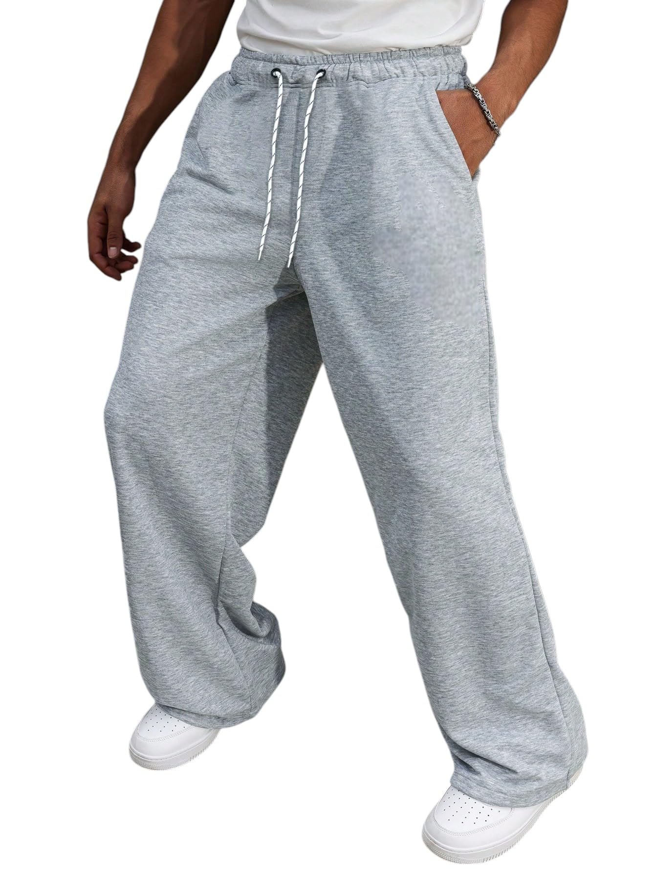 dockstreet Straight Wide fit Long Length Trouser Style Drawstring Trackpant for Men/Trending Sporty Style, Relaxed Casual Pants for Men-picture-11