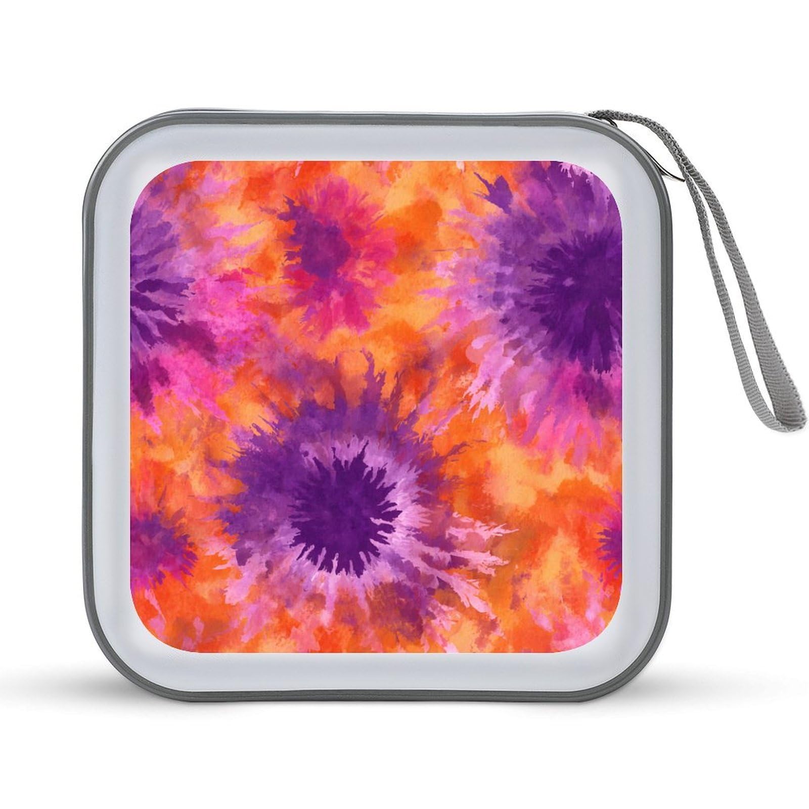 Jubonexis Orange Pink And Purple Tie Dye Print CD Case DVD Storage Case Portable for Car Home Travel