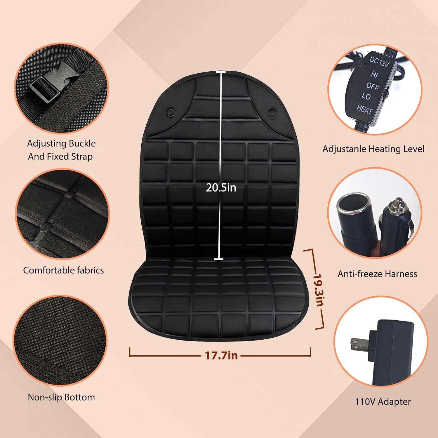 SPRKLINLIN Heated Seat Cover, Chair Cushion for Pain Relief, Home and Office Use