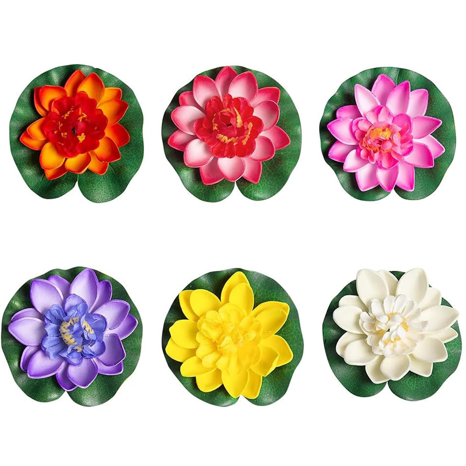 6Pcs Water Lily for Small Pond, Artificial Water Lilies for Ponds Small, Pond Decorations, Artificial Ponds Plants, Ponds Ornaments for Garden, Pool, Summer Fountain