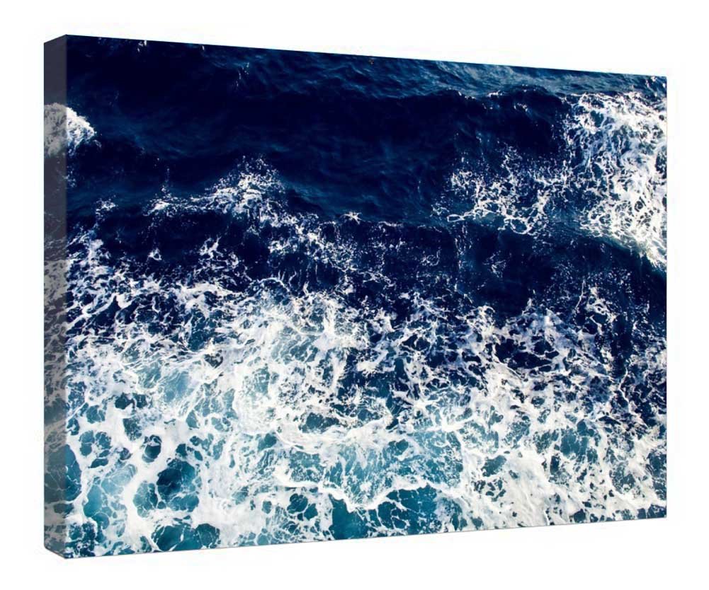 Lienzo de olas del océano con relieve premium y sofisticado marco de madera estructural 4