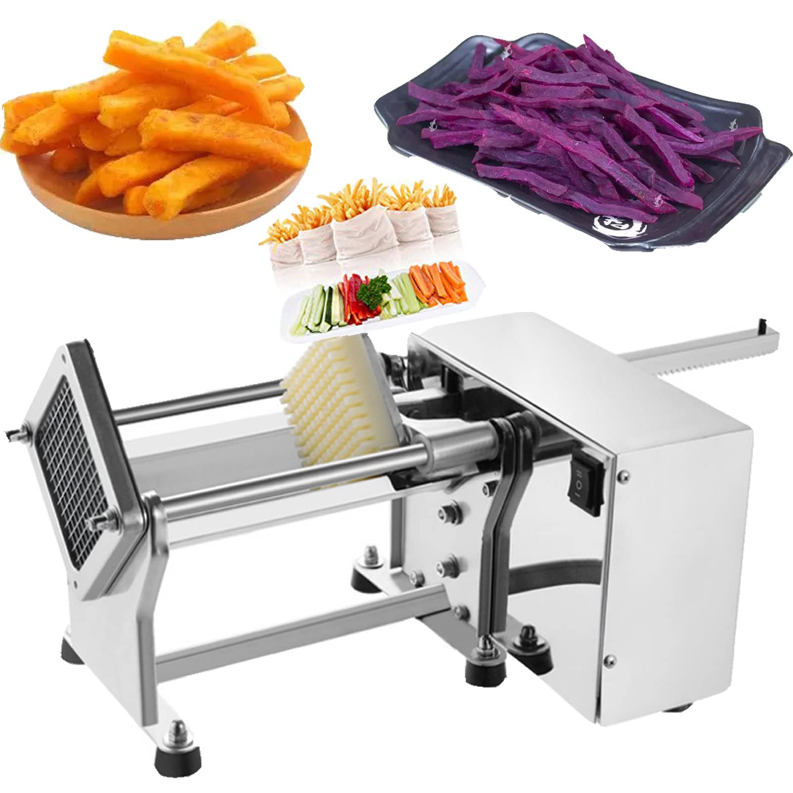 GTHTUHFD Electric Commercial Potato Chip Cutters French Fries Cutting Machine Stainless Steel Vegetable Fruit Shredding Slicer Kitchen Cooking Appliances