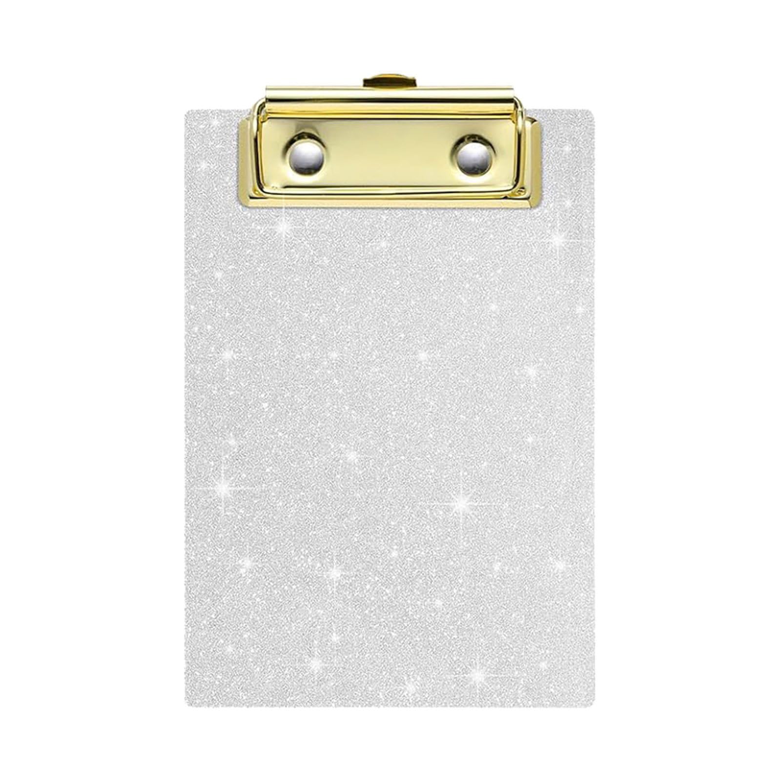 BWANGIAO Sparkling Acrylic Document Clip Board 6x4Inch Small Glittering Clipboard For Offices School Hospital File Organization