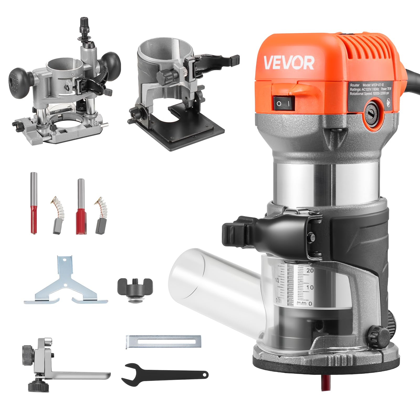 VEVOR Affleureuse 710 W, défonceuse compacte 6 vitesses, démarrage progressif