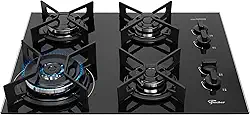 FISCHER COOKTOP À GÁS 4 BOCAS TRIPLA CHAMA FTI LINE TREMPE IRON MESA VIDRO PRETO BIVOLT 36330-102673