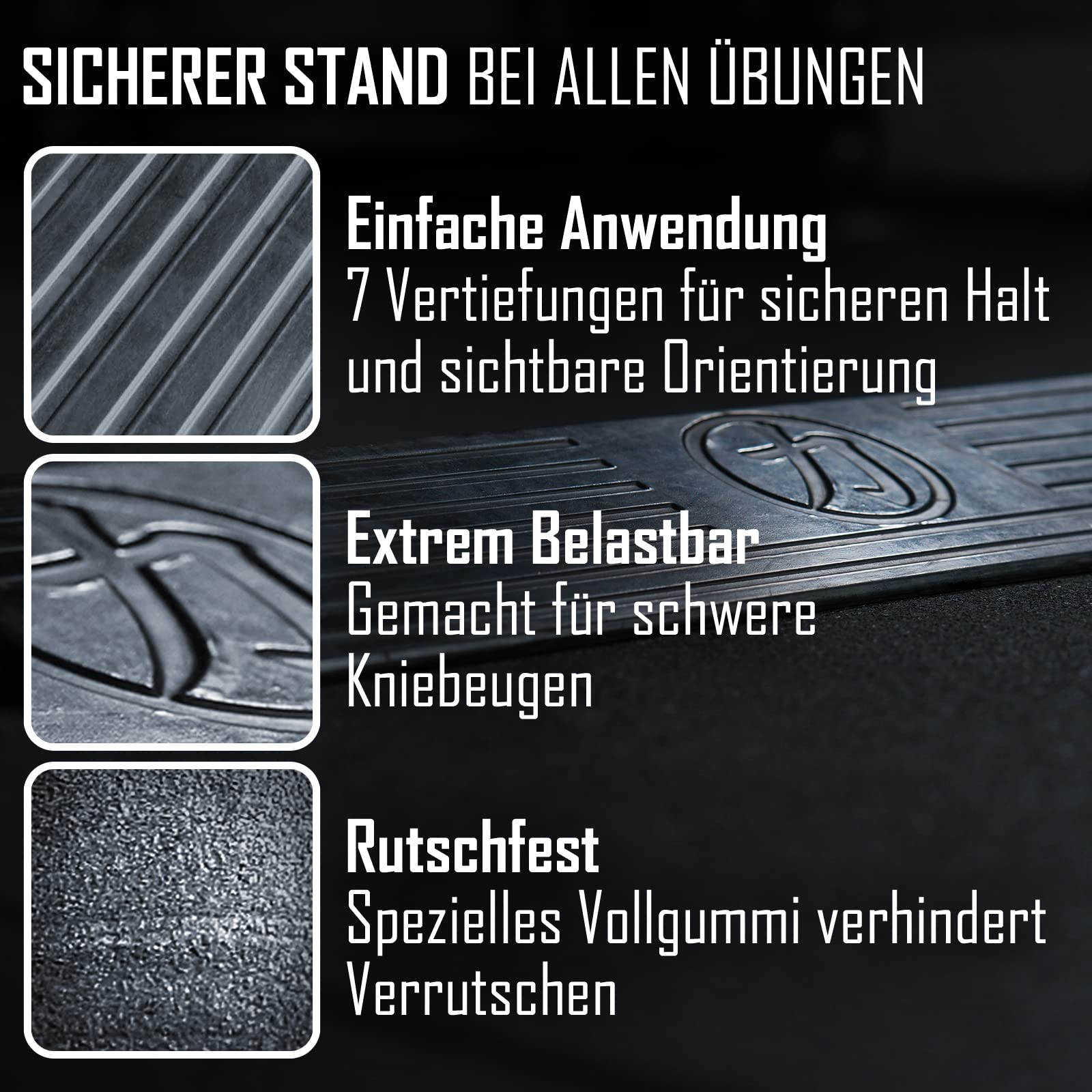 Strength Shop Kniebeugenblock mit Fußstellungshilfe, Vollgummi (4kg), hochbelastbare & rutschfeste Squat Wedge steigert die Mobilität & Flexibilität, ideal als Kniebeugen Keil, Wadendehner & Co.