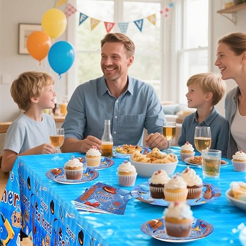 Miniatura 5 de CIEOVO Juego de vajilla para fiesta del Día del Padre para 24 invitados, incluyendo platos de postre de cena, servilletas de almuerzo, vasos,