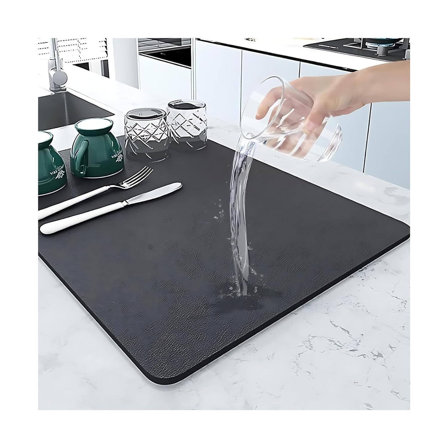 Casacuid® Dish Drying mat for Kitchen Water Absorbent Mat Drying mat for Kitchen Utensils Large Dry Mat for Kitchen Utensils Drying mat Water Absorbent Mats for Kitchen ((40 x 30) with Border) (B0DGGGL9JH) Amazon Price History, Amazon Price Tracker