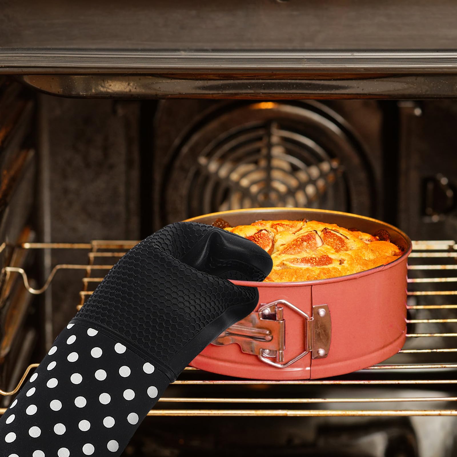 Guantes de Horno de Silicona 2 Piezas Negros Antideslizantes
