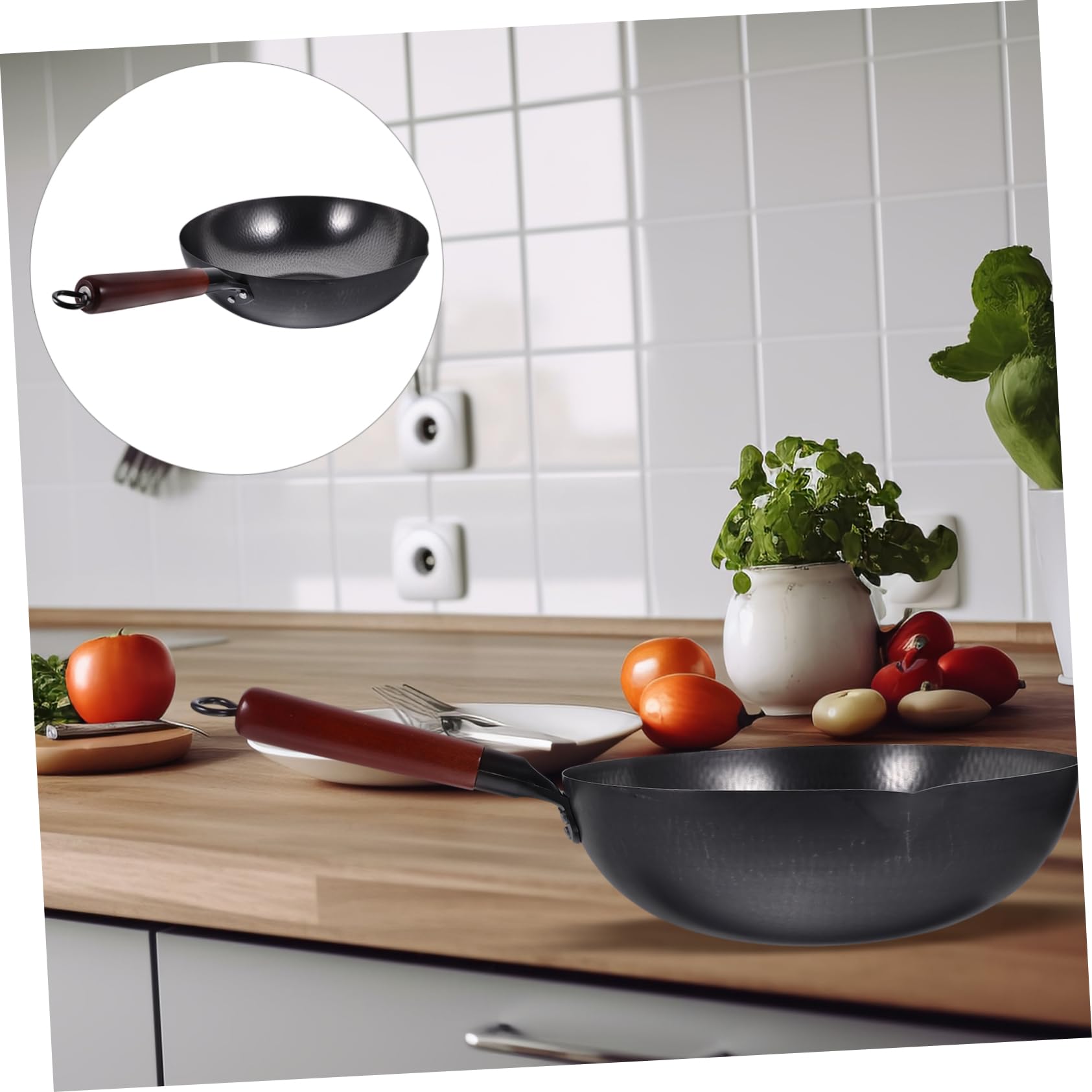 Ręcznie kuty żelazny garnek Grillowanie Wok Akcesoria kuchenne Wok do domowego Woka Patelnia do smażenia Kuchenka gazowa Wok Kuchnia Wok Wielofunkcyjny Wok do gotowania Wok Żelazny Wok Chiński Wok