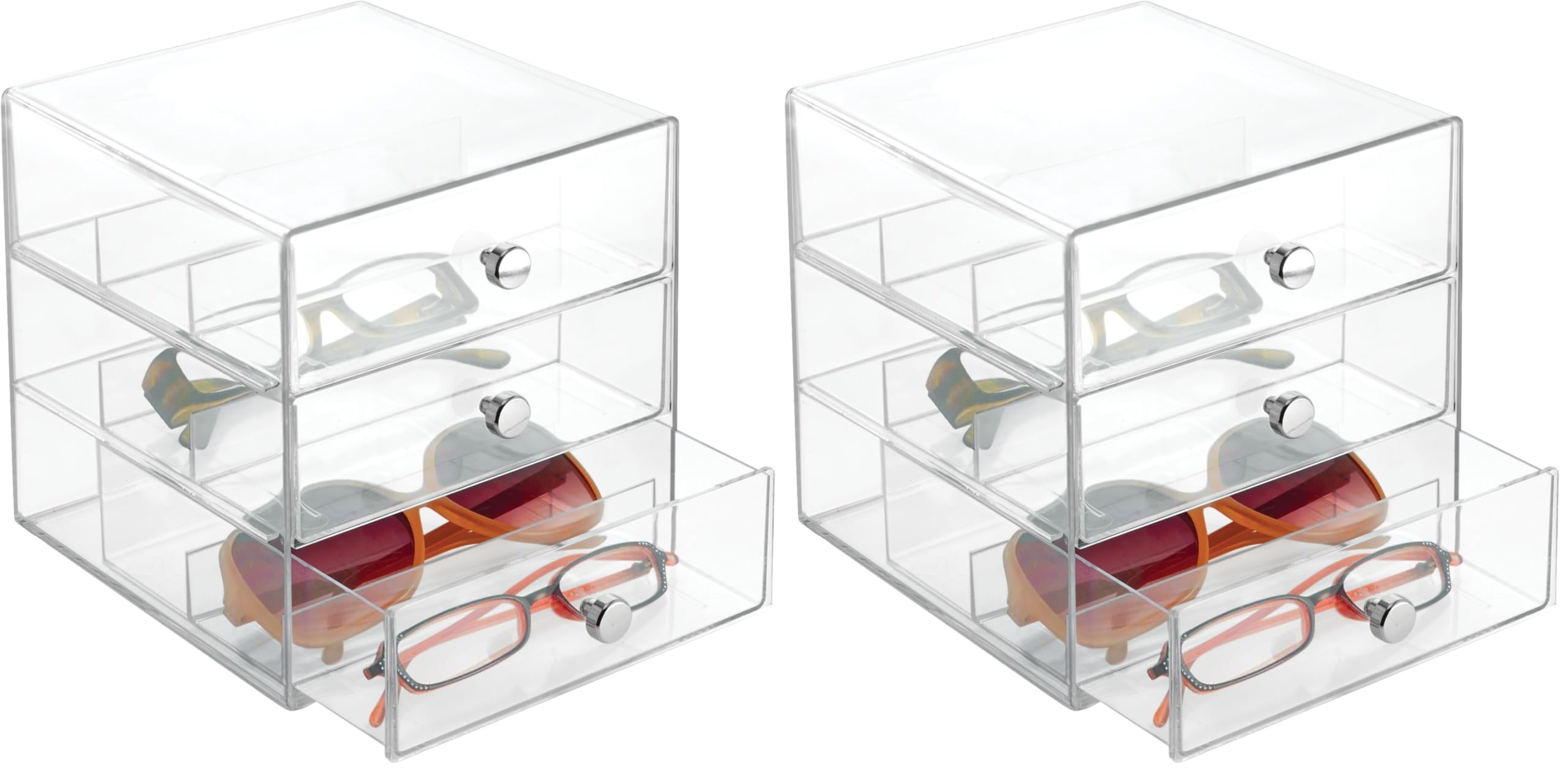 iDesign 35330EU Clarity 3-Schubladenturm für Brillen, durchsichtig (Packung mit 2)