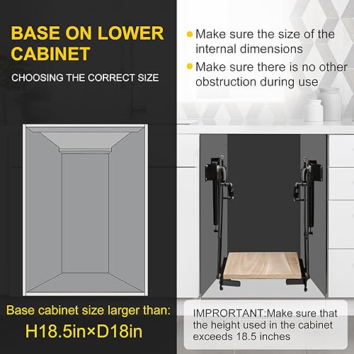 Miniatura 6 de Elevador mezclador para armario con cierre suave, resistente para gabinete de cocina con mecanismo de bloqueo, soporta hasta 60 libras, para