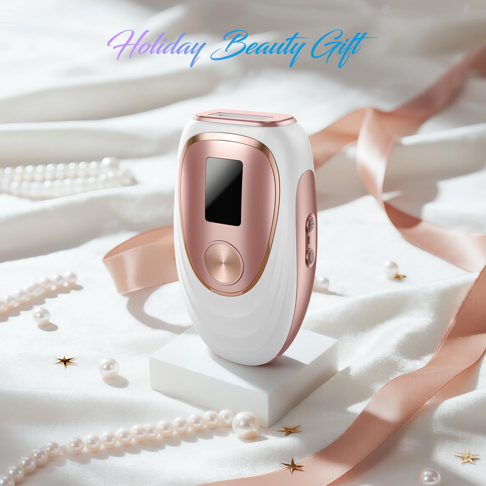 Laser Hair Removal Device, at-Home IPL Hair Removal for Women & Men - Safe 45°F Ice-Cooling Contact for Painless & Long-Lasting Results, 86% Hair Reduction in 3 Weeks for Full Body, Gold/White