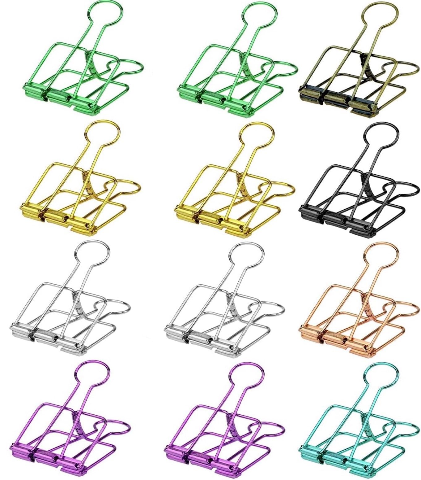 Amaezorx 12 PCS Metal Wire Binder Clips, Multi-purpose Metal Wire Binder Clip Set, Colorful Hollow Binder Office Supplies for Hold Papers, Document Organize