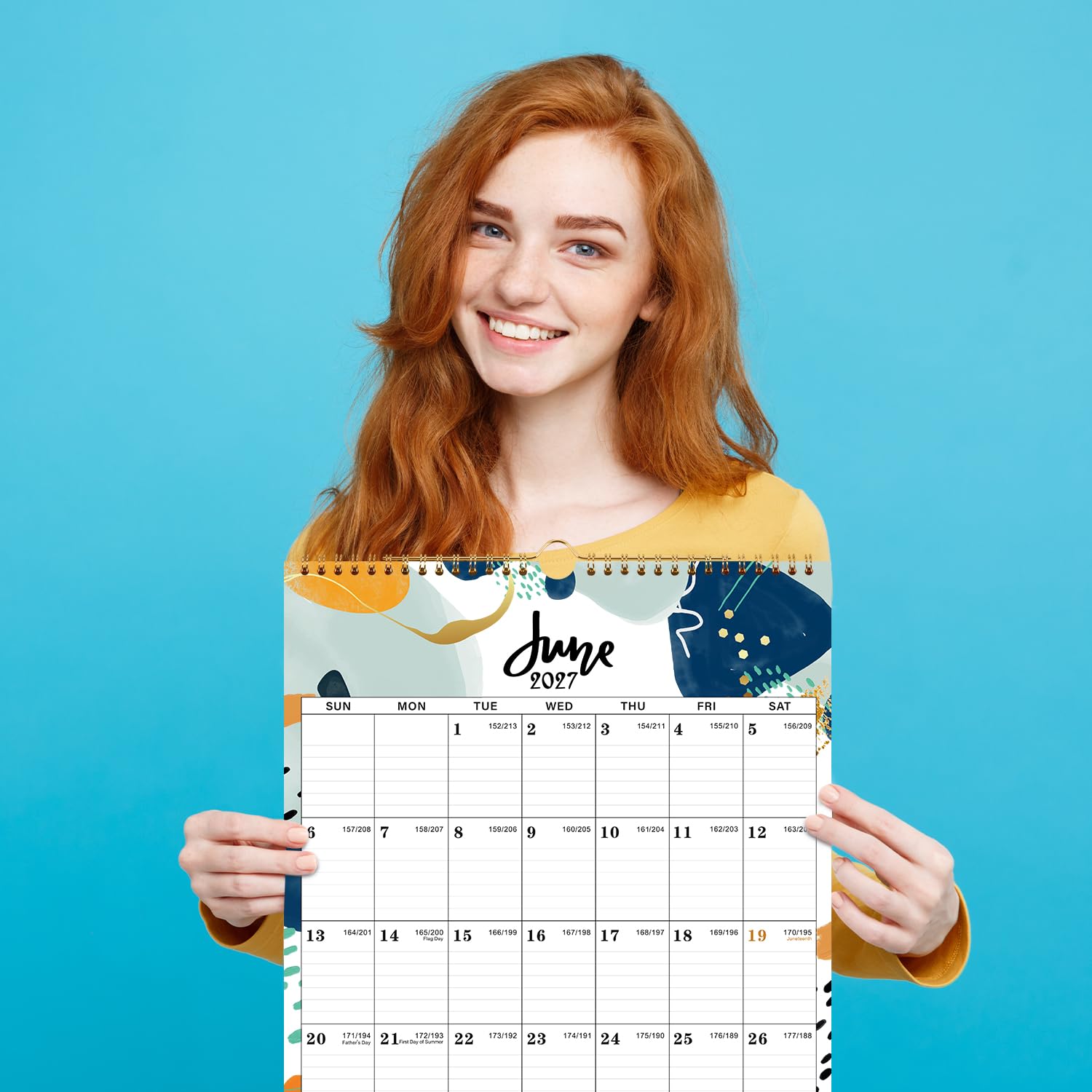 Wandkalender 2023-2024,18 Monate Kalender von Juli 2023,Dez. 2024, 30.5x43.2 cm, Doppeldrahtbindung, Tagesblöcke mit julianischen Daten, perfekt für die Organisation zu Hause, in der Schule & Büro