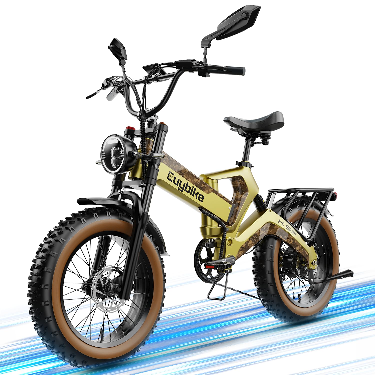2000W/3000W Peak Motor Electric Bike for Adults, 48V/52V 25AH/30AH Battery Full Suspension Foldable Ebike, 20"x4.0" Fat Tires 35MPH Dirt Bike, 100/120 Miles Hydraulic Brake Magnesium Alloy Motorcycle