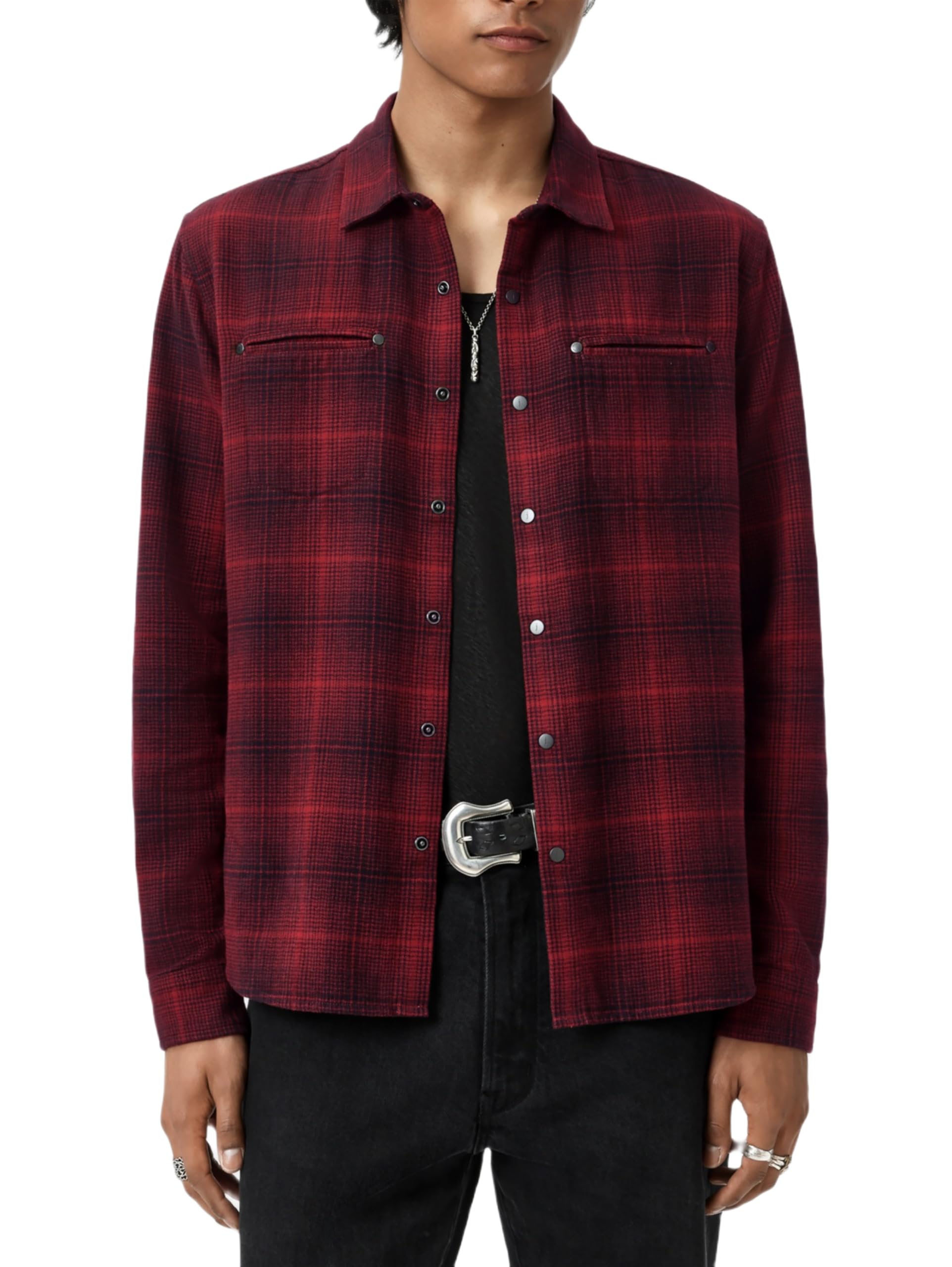 John Varvatos Men's Dario Shirt, Pomegranate, XL