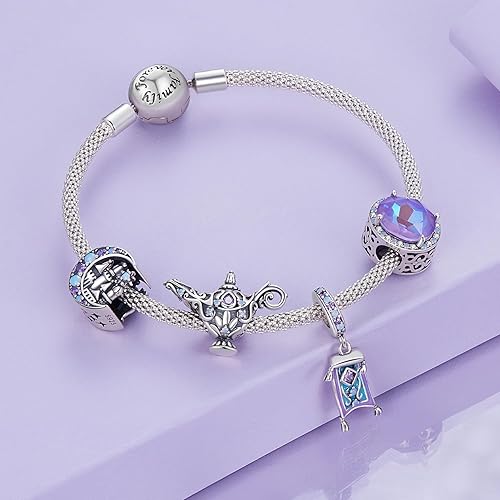 Miniatura 2 de NINGAN Abalorios mágicos de plata de ley 925 aptos para pulseras y collares europeos, zapatos de baile de entrenador de calabaza, lámpara de deseos