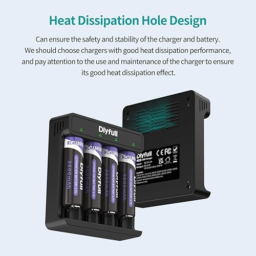 Miniatura 5 de Cargador de batería 18650 para baterías recargables de iones de litio de 3.7 V 26650 21700 16340 (123A) 20700 18500 10340 10440 14500 17335 17670