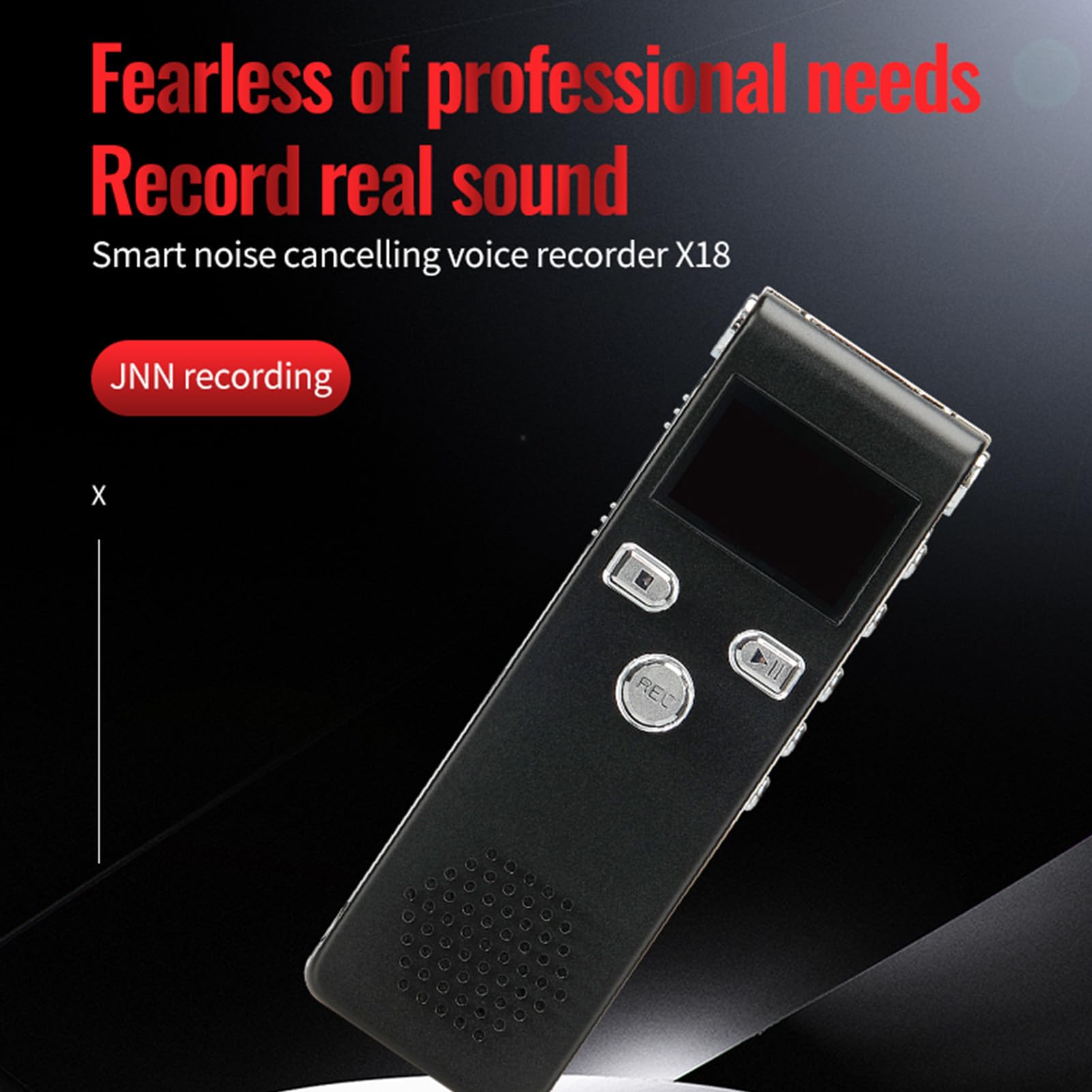 Enregistreur HD Longue Portée, Enregistreur Vocal Numérique Professionnel, Réduction du Bruit HD intégré, Appareil D'enregistrement Portable à Double Microphone, Lecteur MP3 pour (32G)