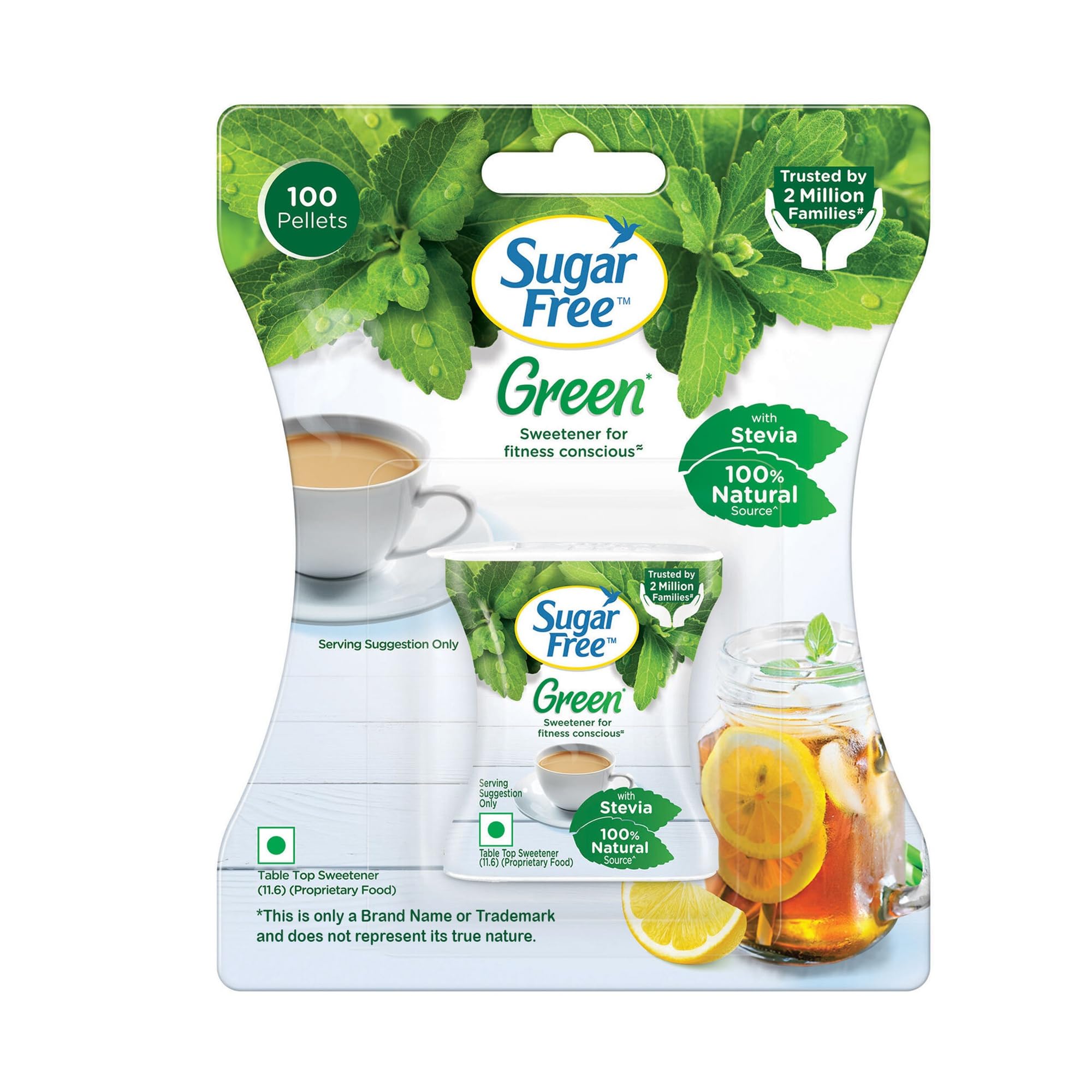 Green Stevia, 100 Pellets | India’s No.1 Sweetner|100% Plant-based Natural Sweetener | 100% Natural Stevia leaves| Sweet like Sugar but with zero calories