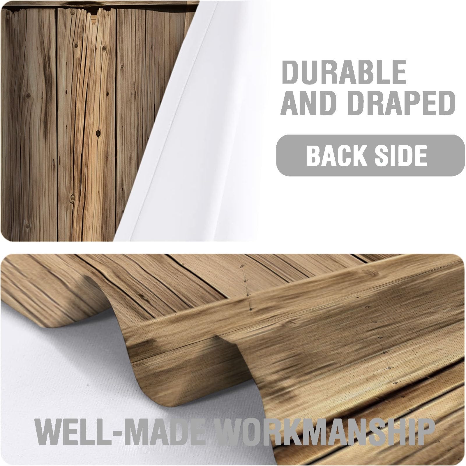 2 Pièce Rideau À Oeillets Réduction Du Bruit Rideaux Planches de bois vieilli de vieille grange Rideau Occultant Décor Moderne Pour Société Bureau Chambre À Coucher, Thème du village 280 X 260 cm