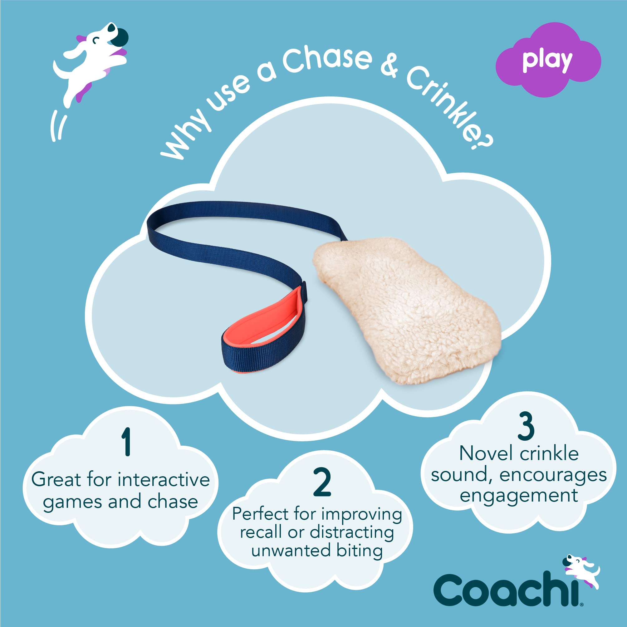 Coachi Chase & Crinkle, Great for Chase & Play, Soft & Crinkly, Lightweight, Safe & Fun, Reward Training, Recall, Interrupting Biting & Chewing, Ideal For Agility. Suitable for Dogs & Puppies