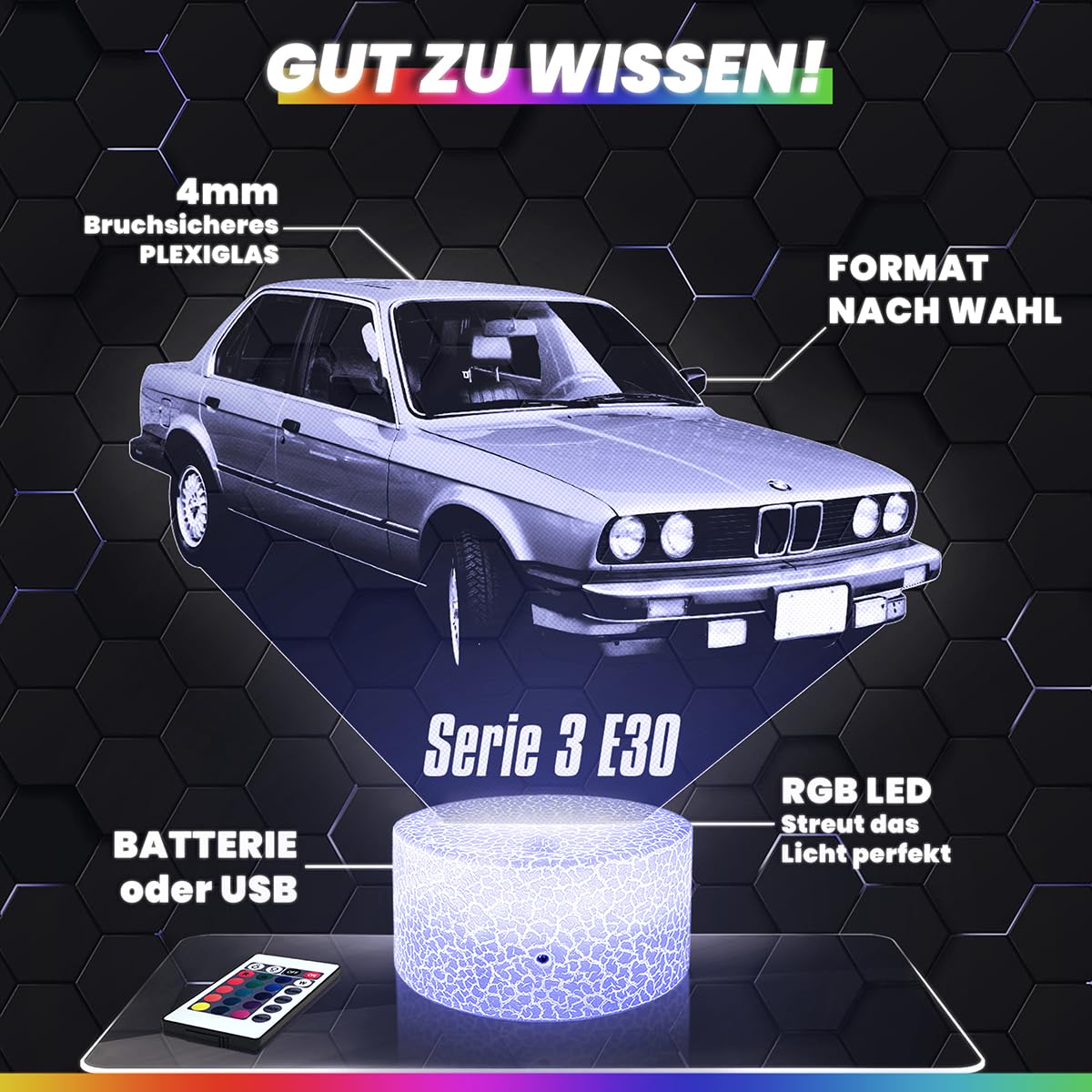 Lampephoto.fr - Auto Mini 3D Lampe, Touch Nachtlicht, Auto Geschenk, 3D Led Illusion Geschenkidee Weihnachten Geburtstag Junge und Mädchen, Dekoration Kinder und Erwachsenenzimmer