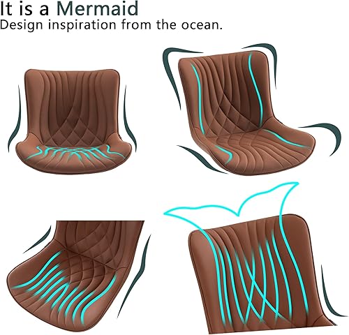 Miniatura 9 de YOUTASTE Silla de oficina marrón café, moderna silla de escritorio sin brazos con ruedas, ajustable, giratoria, mecedora, sillas de estudio para