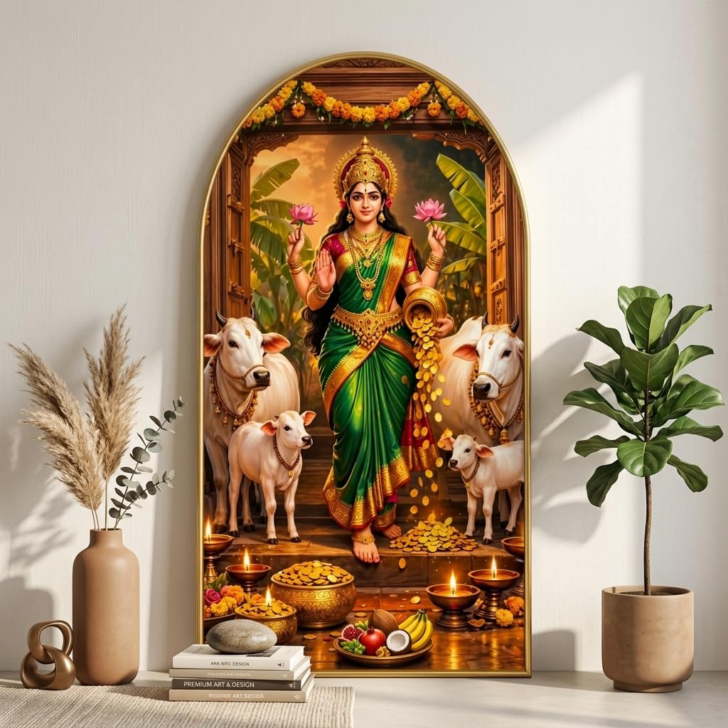 Radha Krishna Wall Painting - Golden Frame -13
