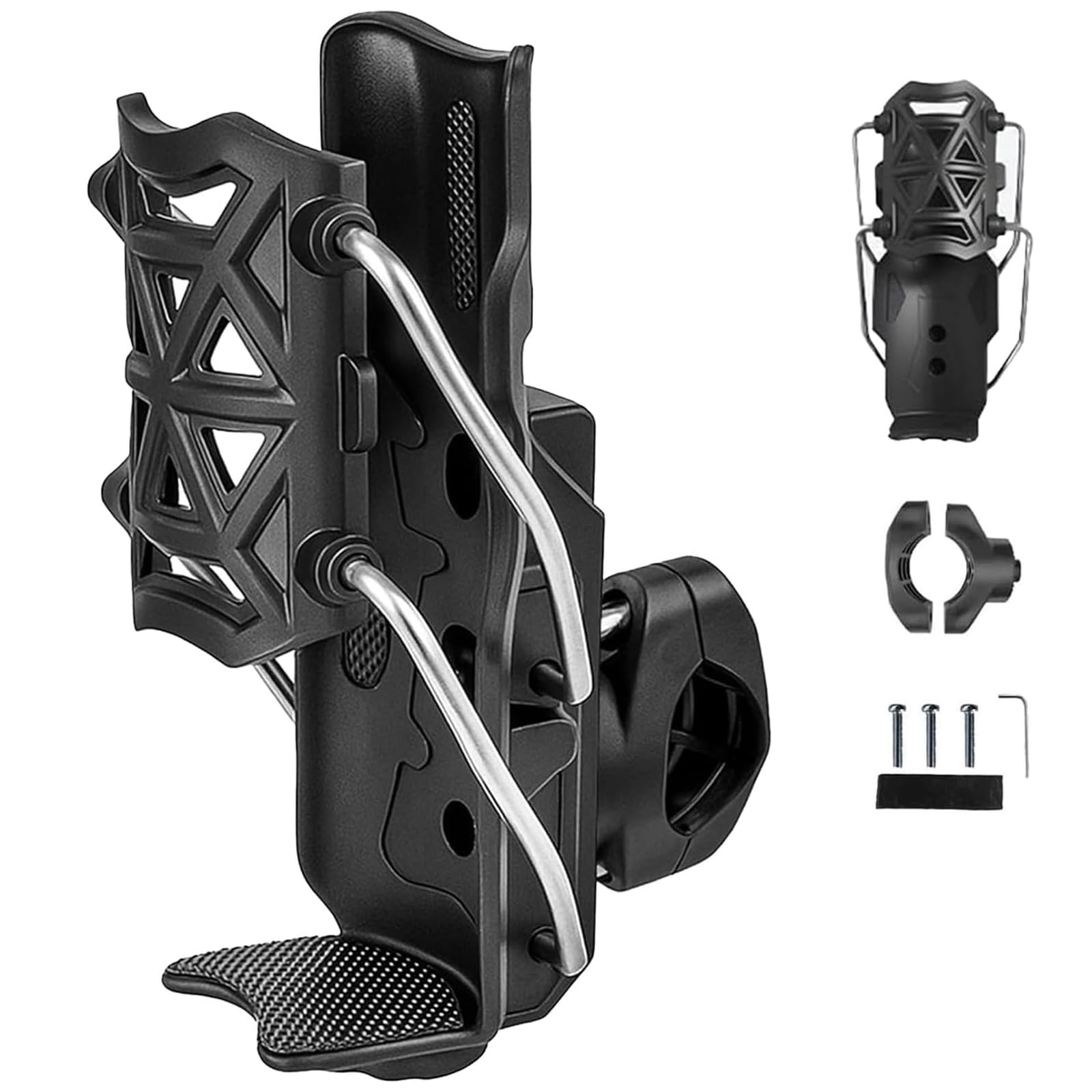 Auto-Adaptacyjny uchwyt na bidon rowerowy, 2025, obracany o 360°, mocny uchwyt na butelkę rowerową, mocne trzymanie do drążka montażowego 22-25 mm, średnica 3,2-7,7 cm, klatka na butelkę na