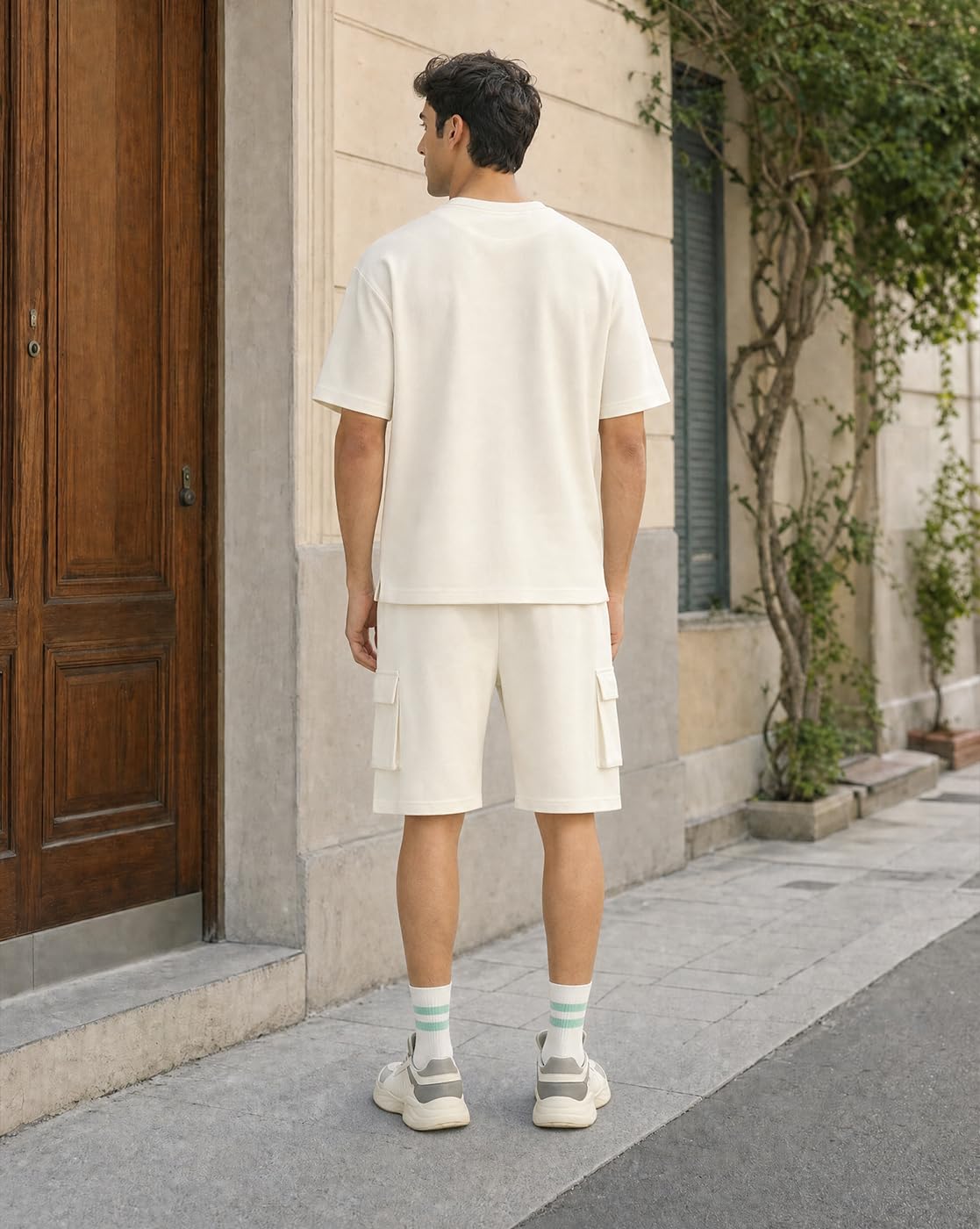 NOBERO Klaeinn Os Cannoli Oversized T-shirt & Shorts Co ord Set(1M-LWCS-R0099-CL7_Cannoli_3XL) 2