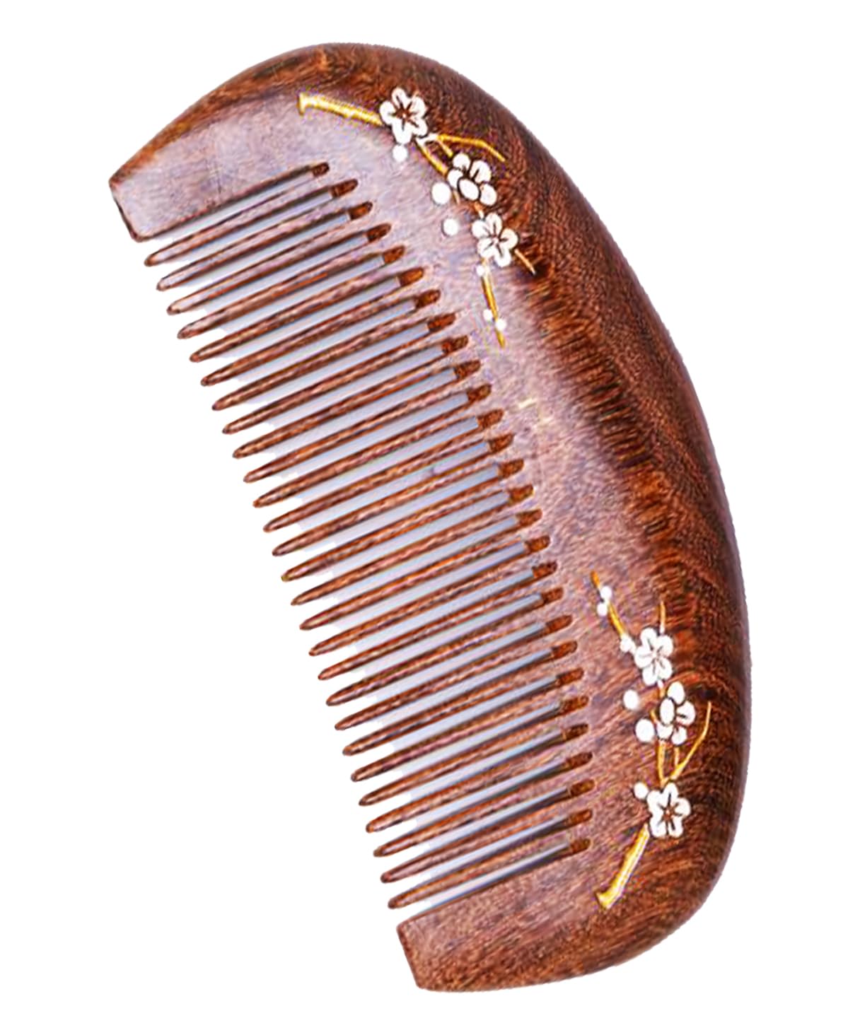 S.fields.inc Japanese Pattern Wooden Hair Comb Plum Kushi Anti-Static 4.3in