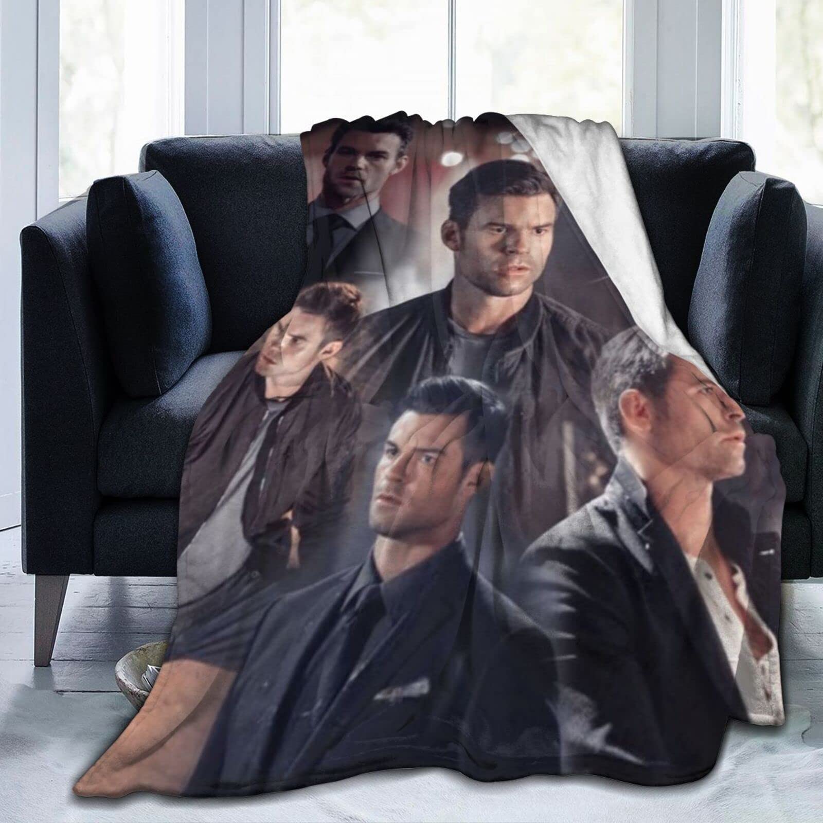 Djngn Women's Black Cozy Plush Daniel Thow Blanket Gillies Flannel Blanket,Bedding Warm Fleece Soft Blanket For Sofa Couch Living Room Office Car Camp Beach Blankets 50"X40"