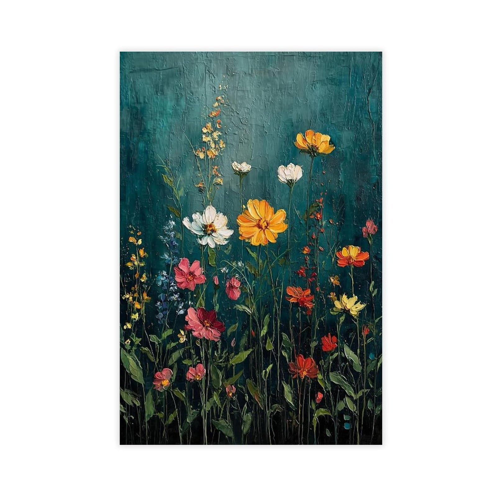 Bareronor Red Wildflower Field (2) Canvas Poster Bedroom Decor Landscape Office Room Decor Gift 24" L X 36" W