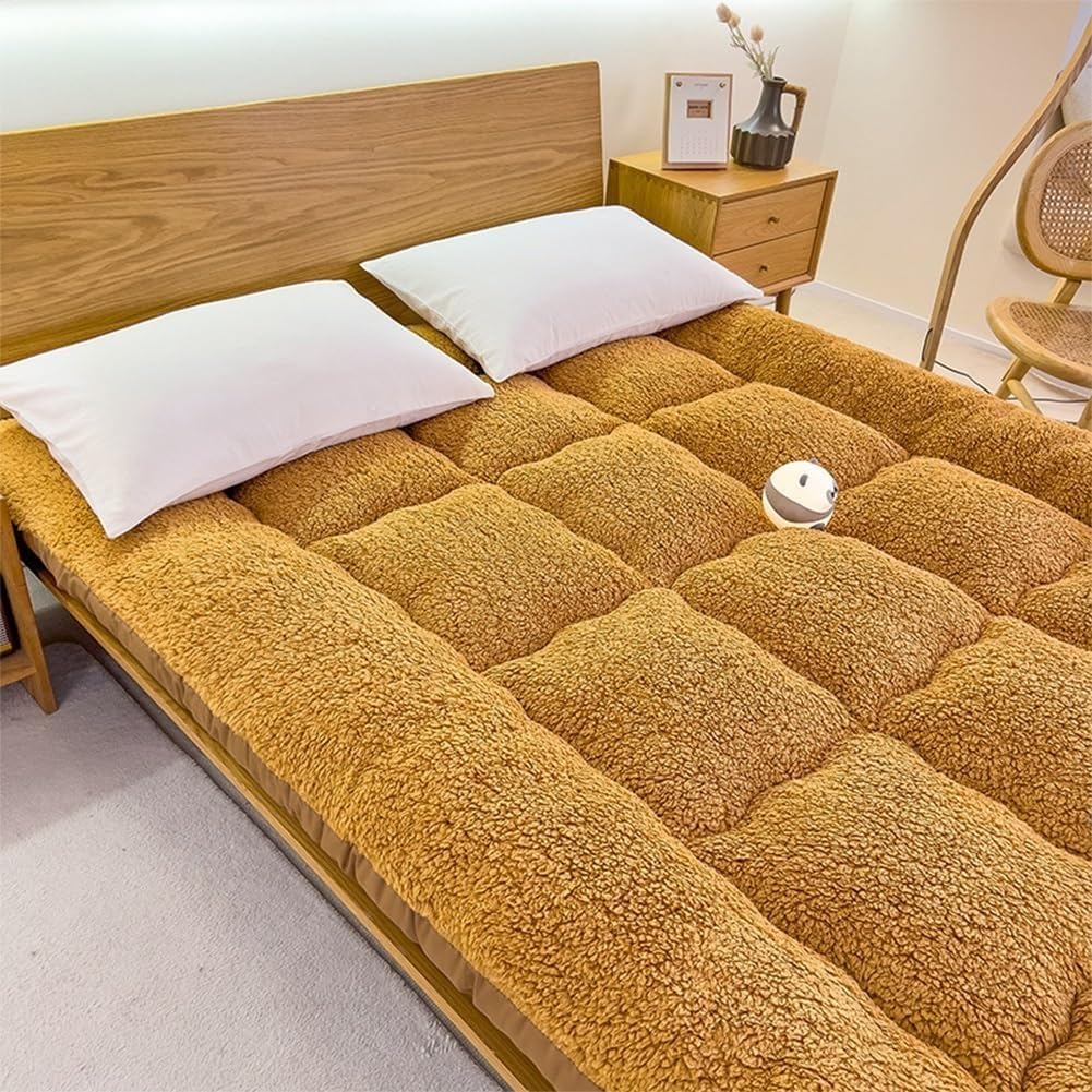 Colchón De Futón Japonés, Colchoneta De Suelo Suave para Dormir Tatami, Colchón De Futón Enrollable Plegable Colchón De Tatami Grueso Japonés Antideslizante Y Transpirable,Marrón,90x200cm