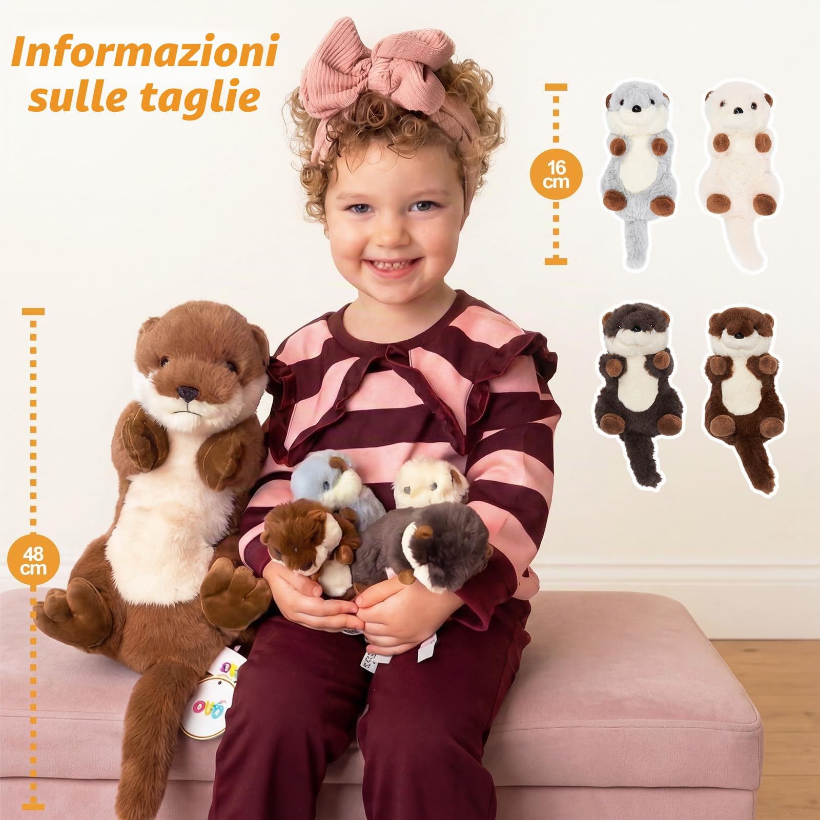 OUOZZZ - Lontra di peluche e orsetto lontra madre e bambino - 38 cm, realistico animale marino in peluche, ultra morbido e accogliente, creatura marina perfetta come regalo di compleanno o per neonato