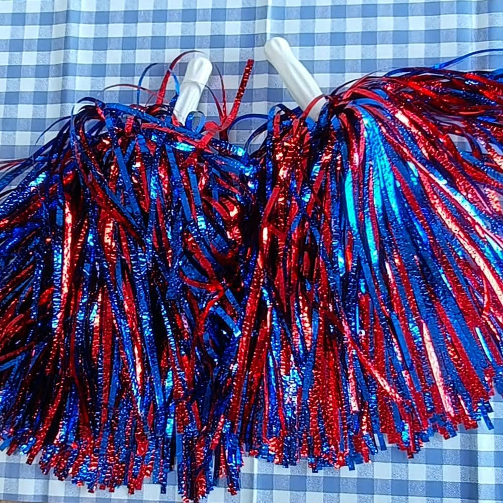 PRP Creation One Pair Metallic Cheerleader Pompoms Sports Dance Cheer Party Accessories Pom Poms Hand for Kids Adults Rooters,Cheering Squard,Cheering Team (Multi Colour) 2