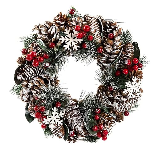 Türkranz Tischkranz Wandkranz Kranz mit Zapfen und Beeren beschneit Ø 36 cm Herbst - Winter - Willkommensgruß H25 Cover