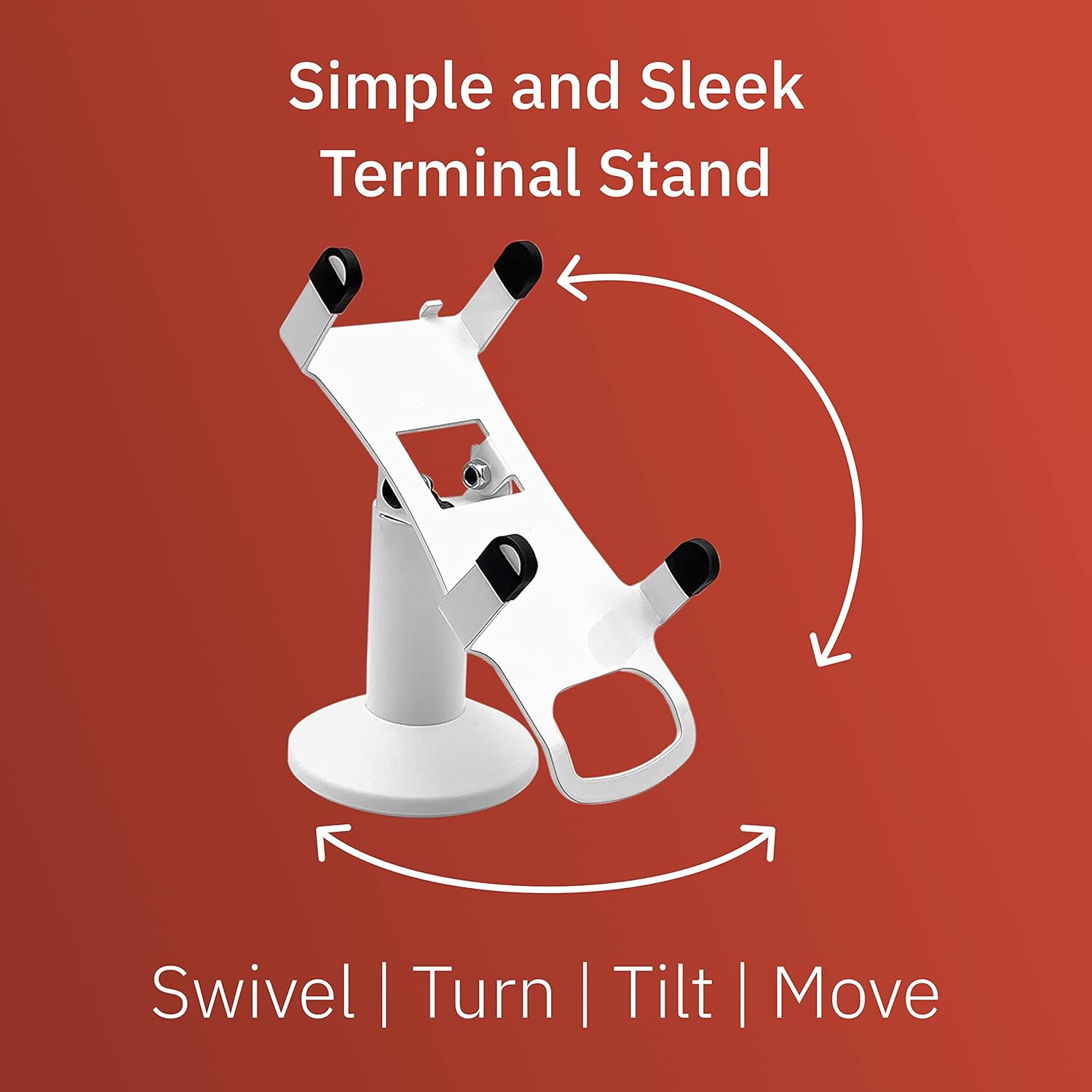 DCCStands Dejavoo Z8/Z11 Freestanding Swivel and Tilt Low Profile 4" Terminal Stand with Square Plate, White
